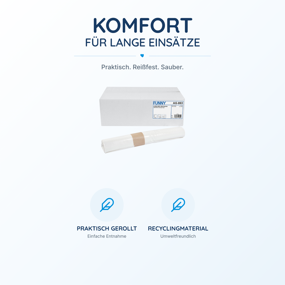 FUNNY LDPE-Regenerat Müllbeutel, weiß extra ca. 60 l, 600 x 700 mm