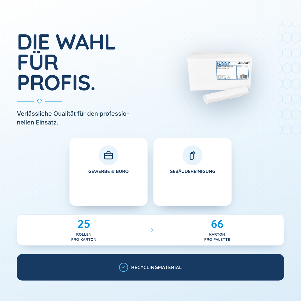 FUNNY LDPE-Regenerat Müllbeutel, weiß extra, ca. 30 l, 500 x 600 mm