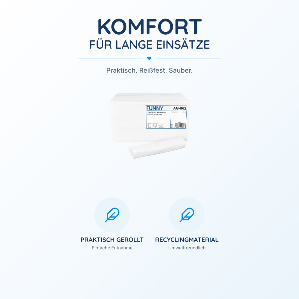 FUNNY LDPE-Regenerat Müllbeutel, weiß extra, ca. 30 l, 500 x 600 mm