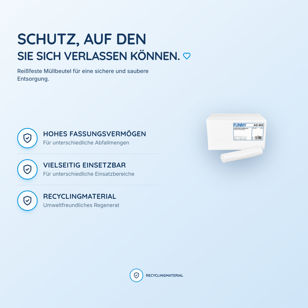 FUNNY LDPE-Regenerat Müllbeutel, weiß extra, ca. 30 l, 500 x 600 mm
