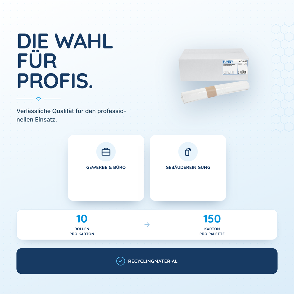 FUNNY LDPE-Regenerat Müllbeutel, weiß extra ca. 60 l, 600 x 700 mm