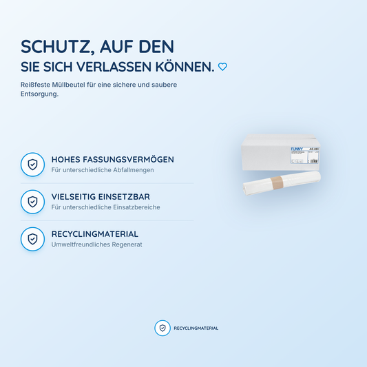 FUNNY LDPE-Regenerat Müllbeutel, weiß extra ca. 60 l, 600 x 700 mm
