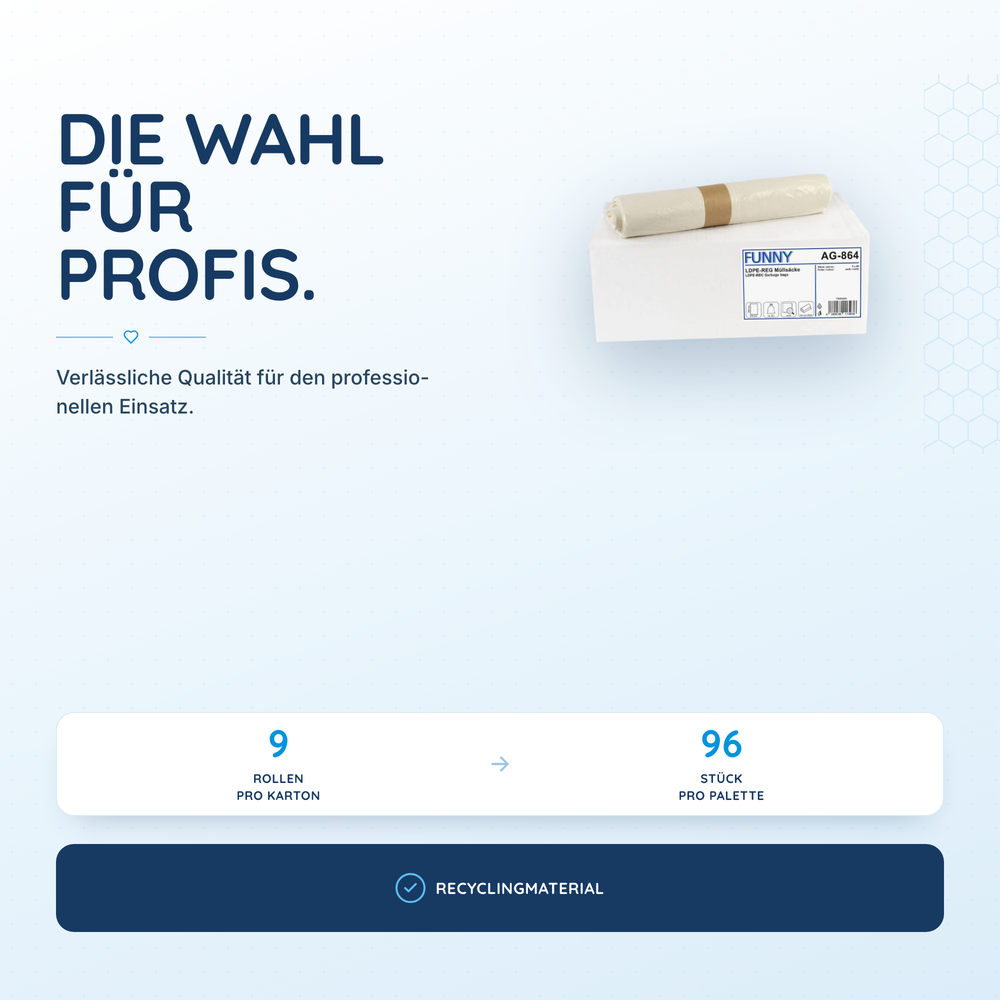 FUNNY LDPE-Regenerat Müllbeutel extra, weiß, 90 l, 630 x 850 mm