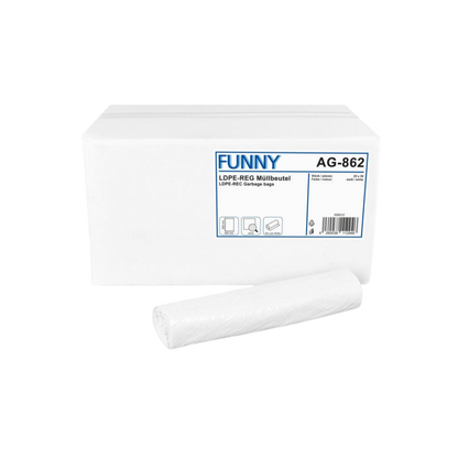 FUNNY LDPE-Regenerat Müllbeutel 30 l, 500 x 600 mm, weiß | armedion
