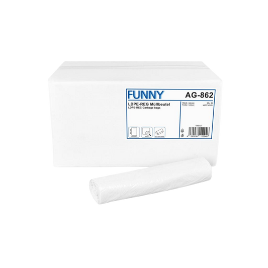FUNNY LDPE-Regenerat Müllbeutel 30 l, 500 x 600 mm, weiß | armedion