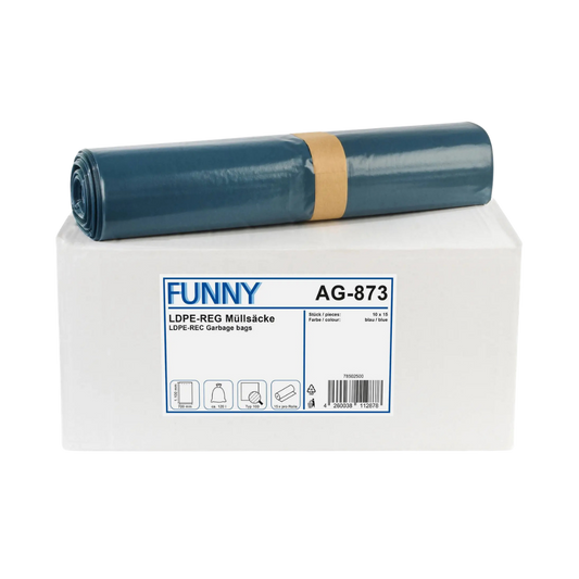 FUNNY LDPE-Regenerat Müllsäcke Typ 100, blau | armedion