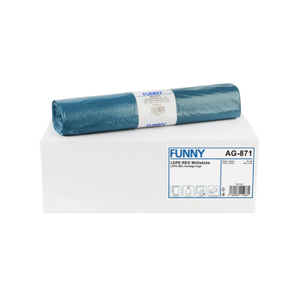 FUNNY LDPE-Regenerat Müllsäcke Typ 60, blau | armedion