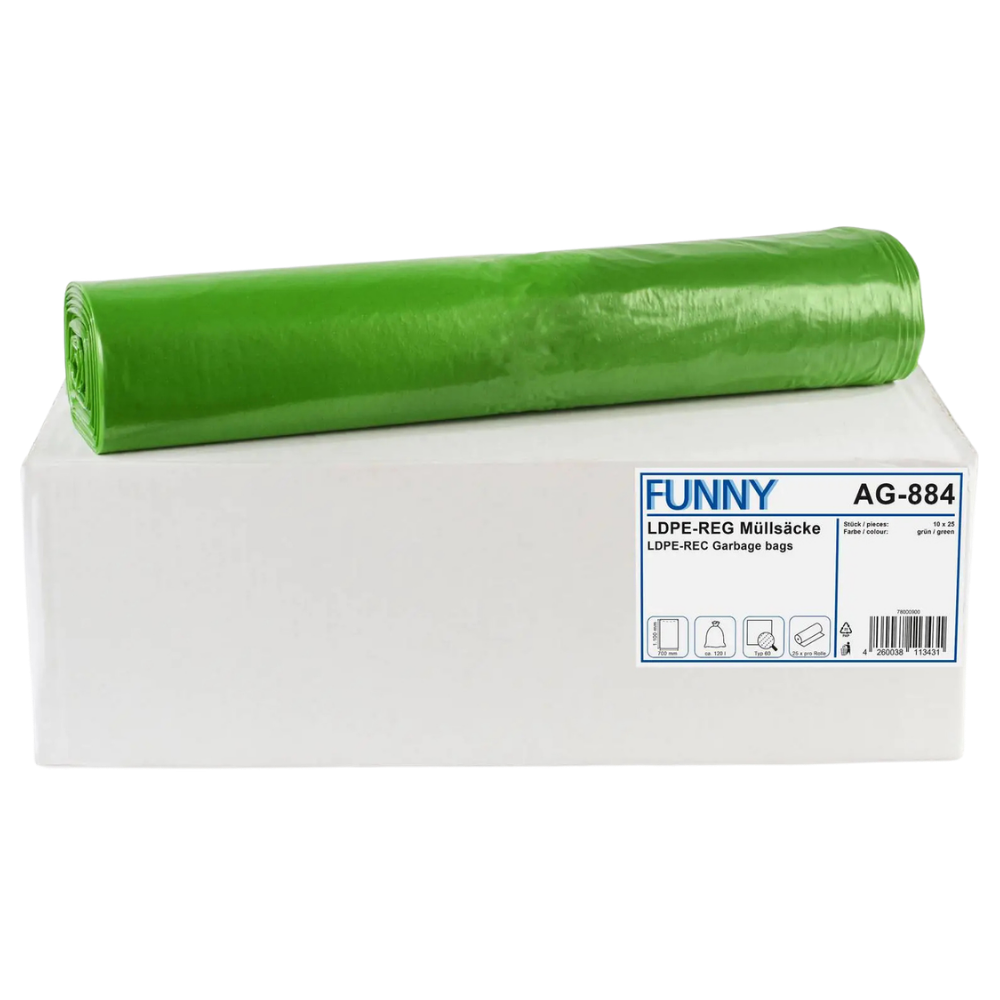 FUNNY LDPE-Regenerat Müllsäcke Typ 60, grün | armedion