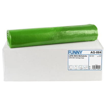 FUNNY LDPE-Regenerat Müllsäcke Typ 60, grün | armedion
