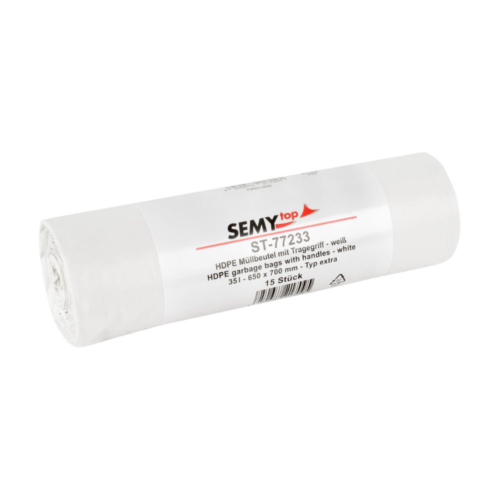 SEMYtop HDPE Müllbeutel, extra, mit Tragegriff, weiß