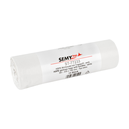 SEMYtop HDPE Müllbeutel, extra, mit Tragegriff, weiß